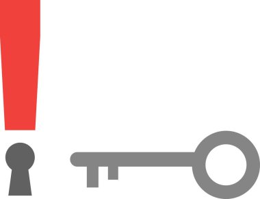 Ünlem işareti anahtar deliği ve anahtar