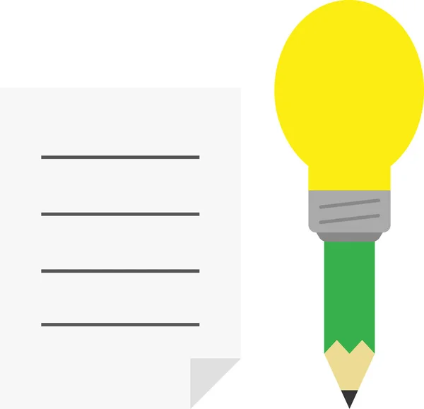 Crayon vert avec pointe de l'ampoule avec papier doublé — Image vectorielle