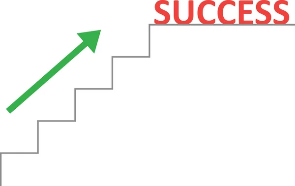 Escadas vetoriais com sucesso vermelho e seta para cima — Vetor de Stock