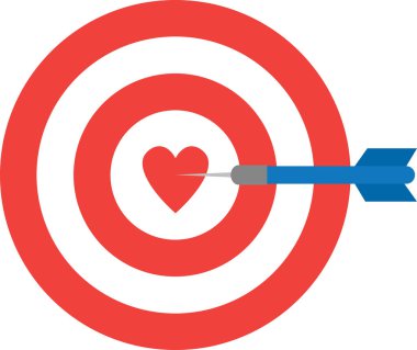 Bullseye kalp ve dart ile. Merkezi