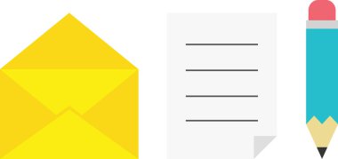 Zarf, kağıt ve kalem