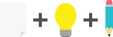 Kağıt artı ampul artı kalem