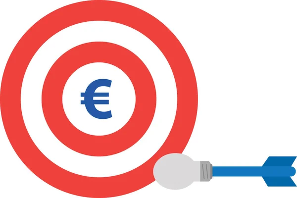 Bullseye met euro en gloeilamp dart — Stockvector