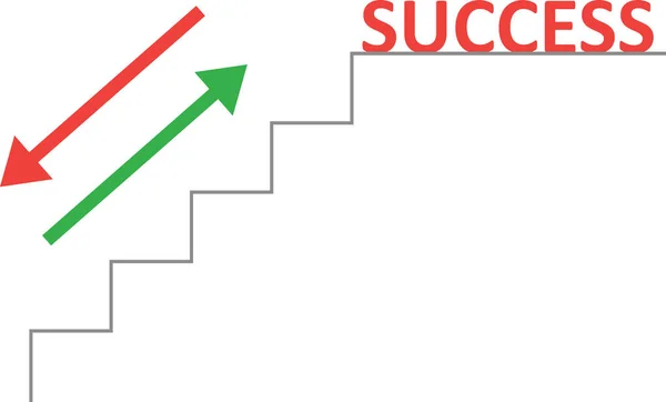 Vector stairs with red success and arrow down, up — Stock Vector