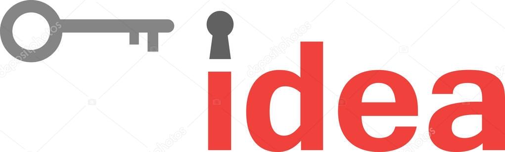 Idea word with keyhole and key