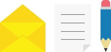 Zarf, kağıt ve kalem