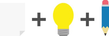 Kağıt artı ampul artı kalem