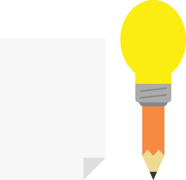 Turuncu kalem kağıt ile ampul ucu ile