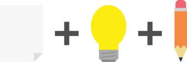 Kağıt artı ampul artı kalem