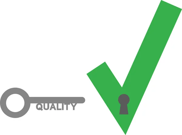 Marca de verificação e chave de qualidade —  Vetores de Stock