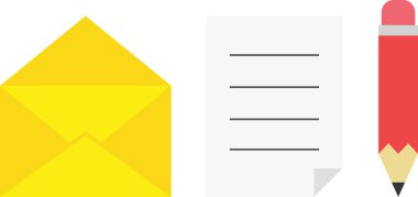 Zarf, kağıt ve kalem