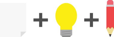 Kağıt artı ampul artı kalem