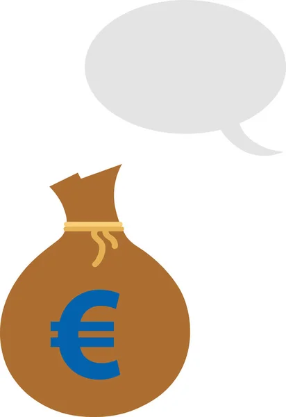 Euro Sack met tekstballon — Stockvector