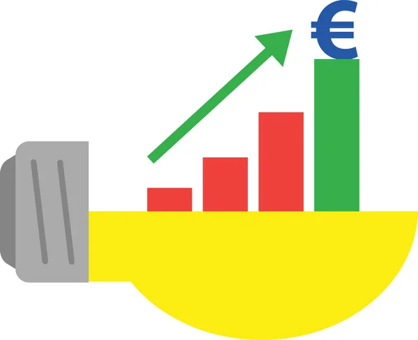 Fél izzó üzleti diagramok és euro — Stock Vector