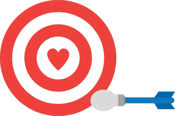 Bullseye with heart and light bulb dart — Stock Vector