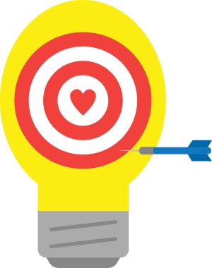 Bullseye ve ampul ile kalp ve dart