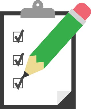 Pano ile kalem ve onay işaretleri