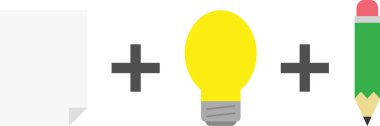 Kağıt artı ampul artı kalem