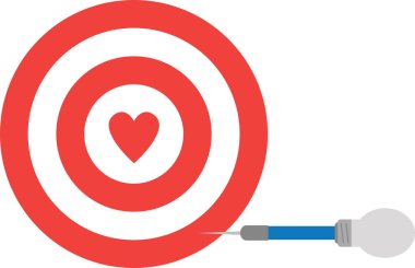 Bullseye kalp ve ampul dart ile