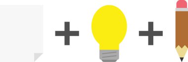 Kağıt artı ampul artı kalem