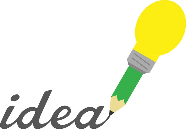 Ampoule verte crayon idée d'écriture — Image vectorielle