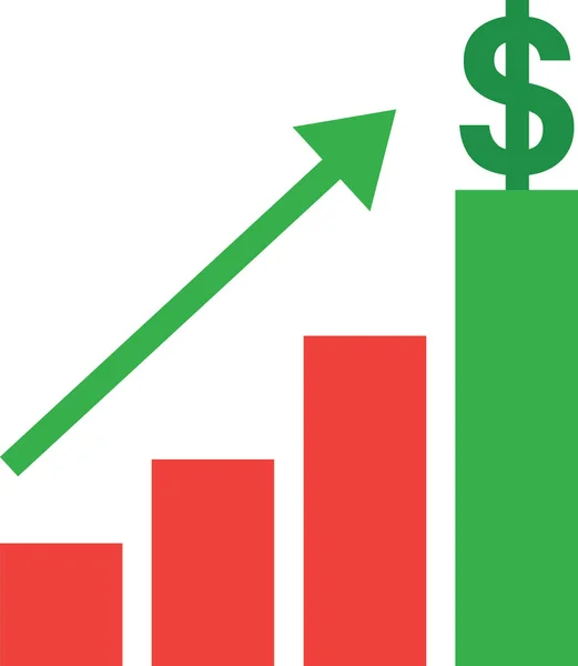 Gráfico de barras con dólar — Vector de stock