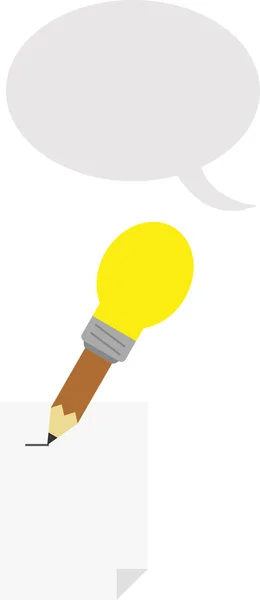 Matita marrone con punta lampadina con carta foderata e discorso — Vettoriale Stock