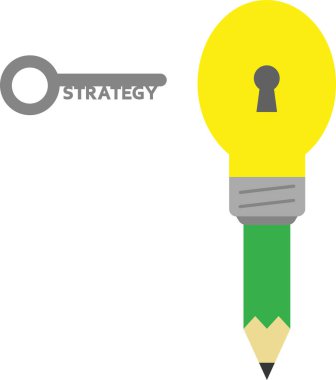 Yeşil kalem ampul ipucu ve anahtar deliği ve strateji anahtar ile