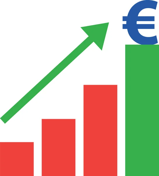 Gráfico de barras com euro — Vetor de Stock