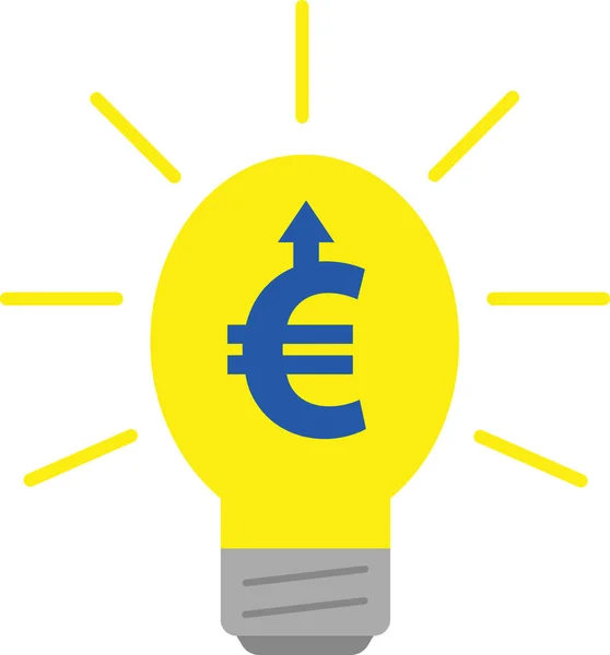 Lâmpada incluem euro com seta para cima — Vetor de Stock