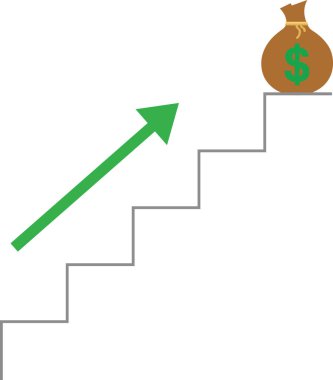 Merdiven ve yukarı hareket ok Doları torba