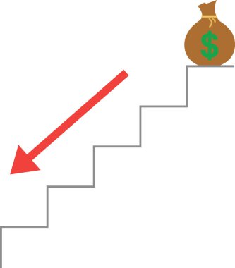 Merdiven ve aşağı hareket ok Doları torba