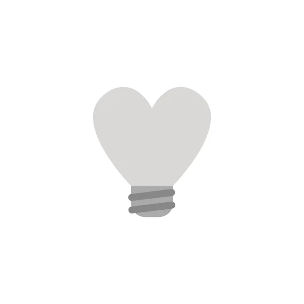 Platt design stil vektor begreppet hjärtformade glödlampa ikonen — Stock vektor