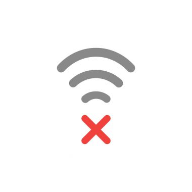 Düz tasarım stil vektör kavramı wifi sembol simge x işareti