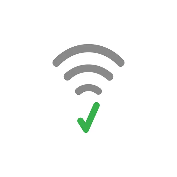 Diseño plano estilo vector concepto de icono de símbolo wifi con cheque — Archivo Imágenes Vectoriales