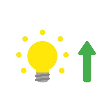 Düz stil vektör tasarım ampul ile yukarı ok