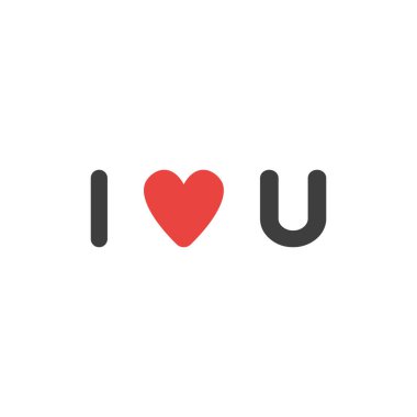 Düz stil vektör tasarım ı love u kısaltması ile
