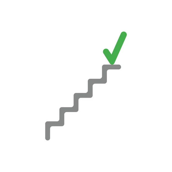 Design plano conceito de vetor de estilo de escadas com marca de verificação no th —  Vetores de Stock