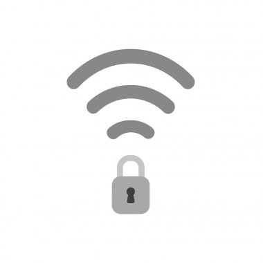 Bir kilit simgesiyle wifi düz tasarım vektör kavramı