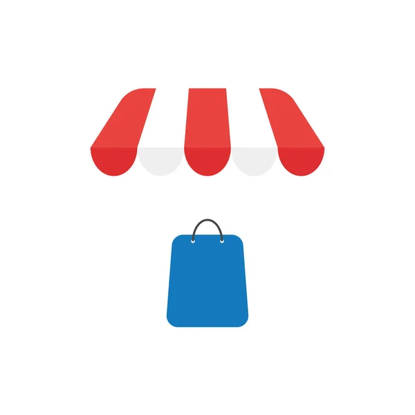 Concetto vettoriale di design piatto della shopping bag sotto tenda — Vettoriale Stock
