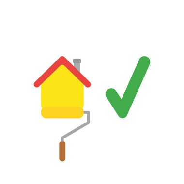 Düz tasarım vektör rulo boya fırça boya ev kavramı 