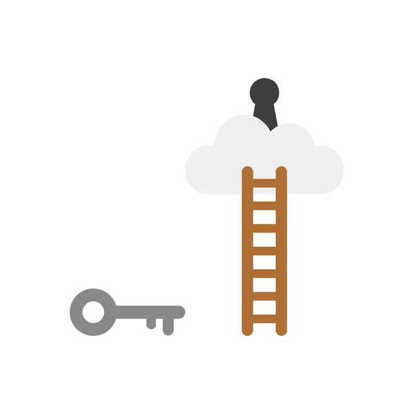 Flat design vector concept of key reach to keyhole on cloud with — Stock Vector