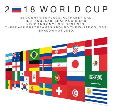 Dikdörtgen bayrakları 2018 Dünya Kupası ülkeler