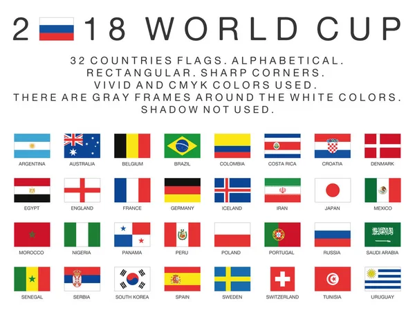 Drapeaux rectangulaires des pays de la Coupe du monde 2018 Graphismes Vectoriels