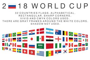 Rectangular flags of 2018 World Cup countries clipart
