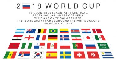 Rectangular flags of 2018 World Cup countries clipart
