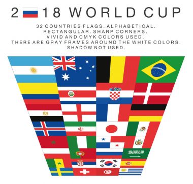 Dikdörtgen bayrakları 2018 Dünya Kupası ülkeler