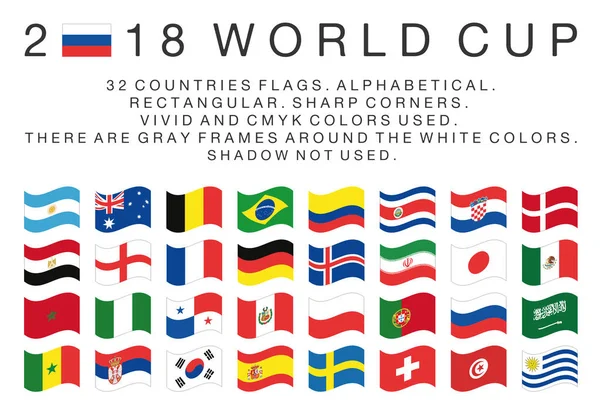 Dikdörtgen bayrakları 2018 Dünya Kupası ülkeler