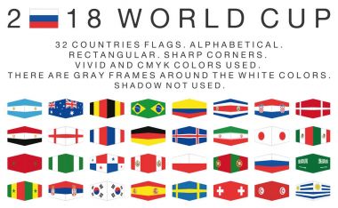 Dikdörtgen bayrakları 2018 Dünya Kupası ülkeler