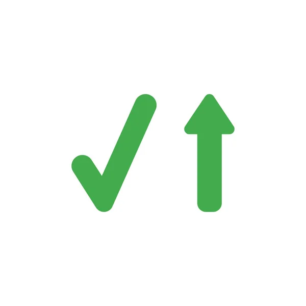 Diseño plano vector concepto de marca de verificación con flecha moviéndose hacia arriba — Vector de stock